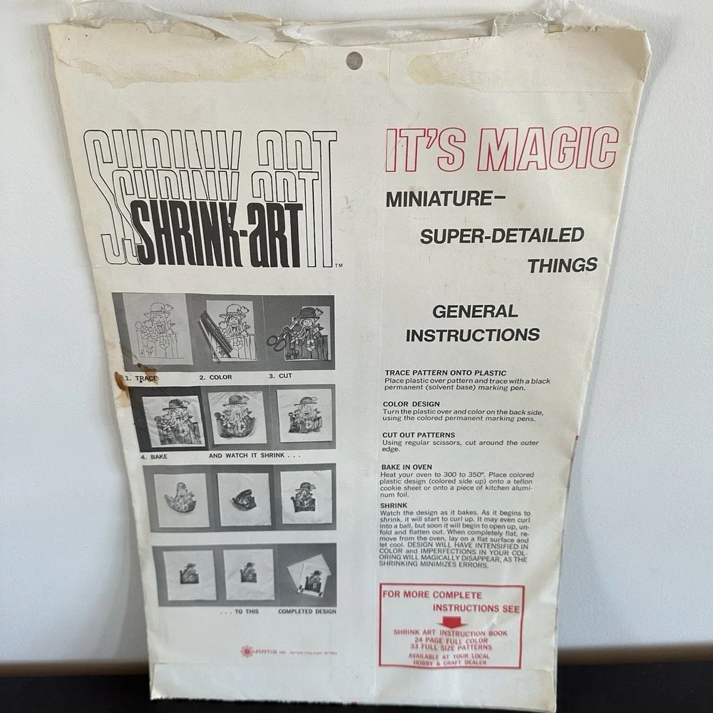 New VTG Shrink Art Shrinky Plastic Crafts Artis‎ Incorporated Original 3 Sheet